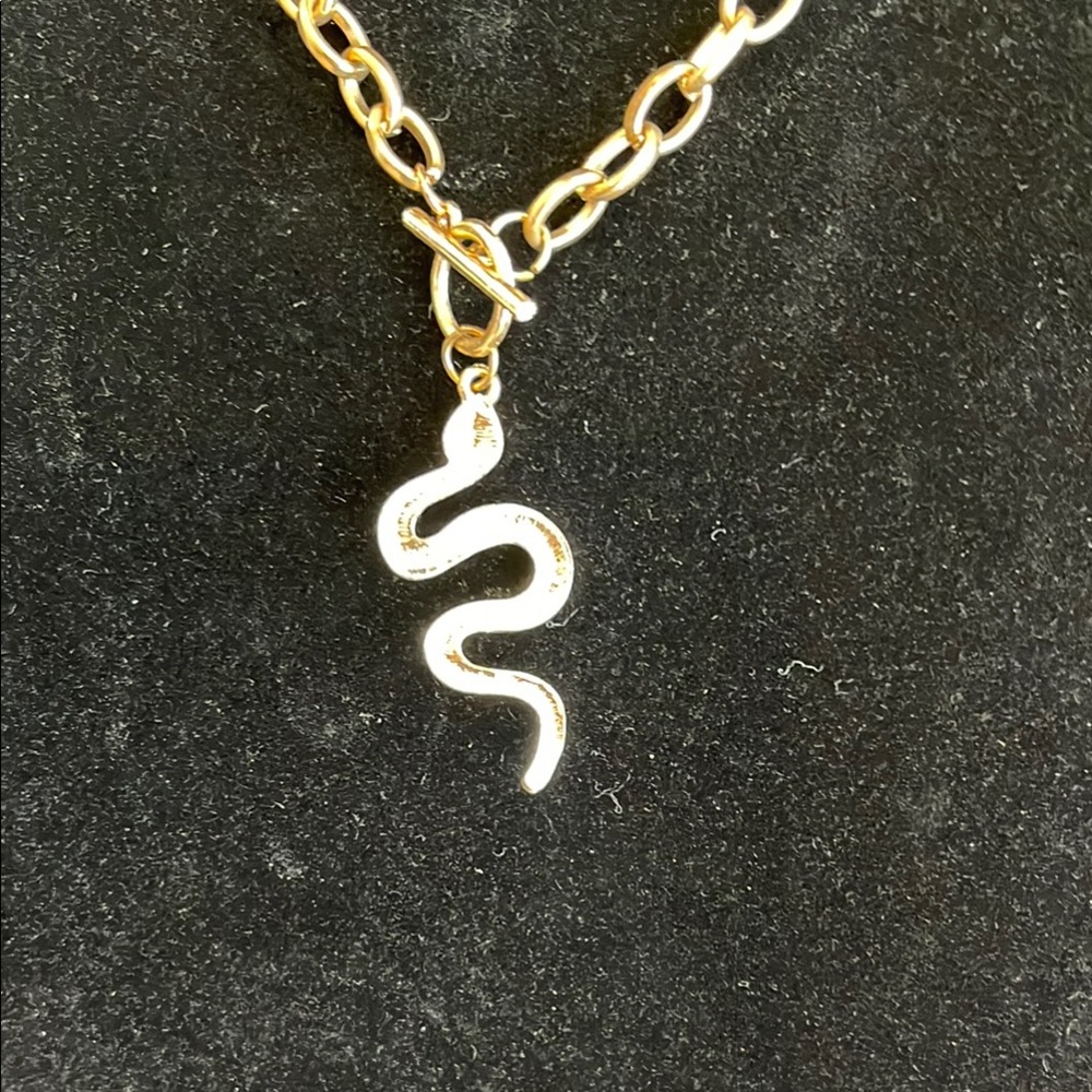 Gold Snake Pendant Necklace - Picture 5 of 5
